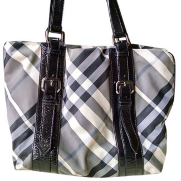 Rare Beat Check Nylon Tote Burberry London Black Beat Check Nylon